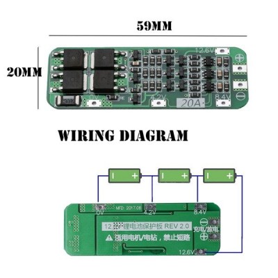 BMS PCM PCB įkrovimo ir apsaugos modulis ličio