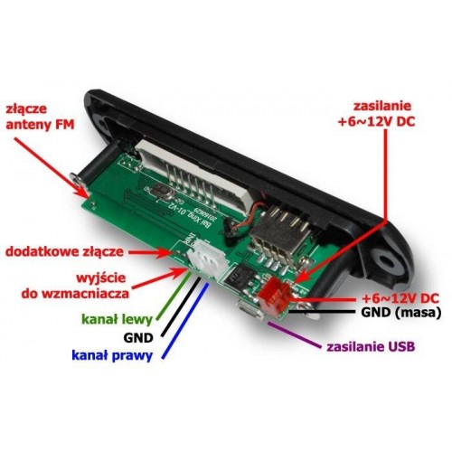Garso modulis MP3 grotuvas su LED ekranu - 6-12V - USB - SD -