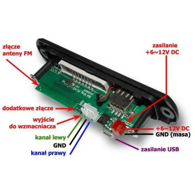Garso modulis MP3 grotuvas su LED ekranu - 6-12V - USB - SD -