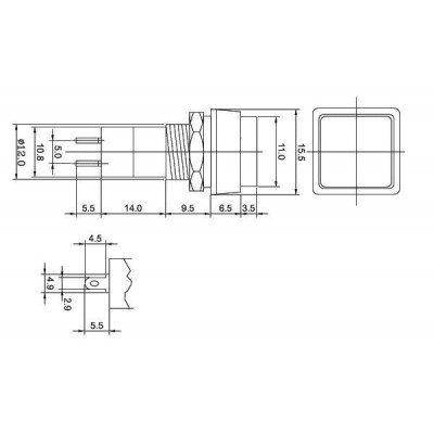 PBS mygtukas-12A - 250V 1A - raudona - bistabilus -