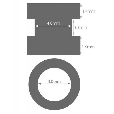 Vibracijos izoliatoriai 5mm/6mm - M3 - 4 vnt - juoda -