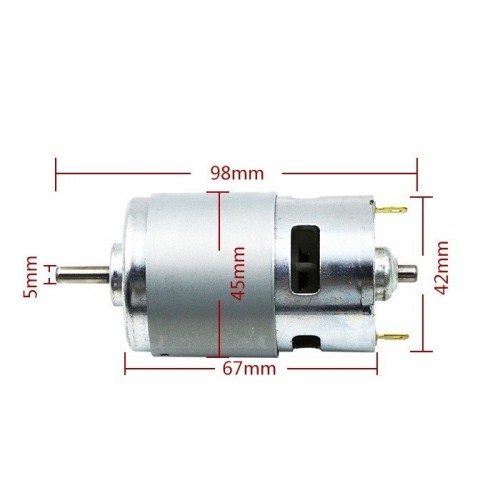 Nuolatinės srovės šepetėlių variklis 12-24V - 775 klasė - 5 mm
