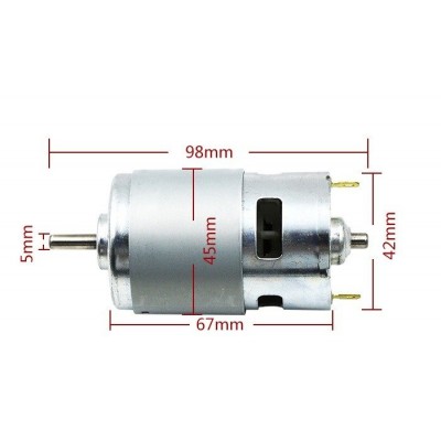 Nuolatinės srovės šepetėlių variklis 12-24V - 775 klasė - 5 mm