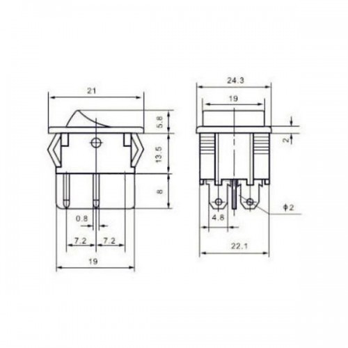 Klavišinis jungiklis KCD5 - 15A/250V - ON-OFF -