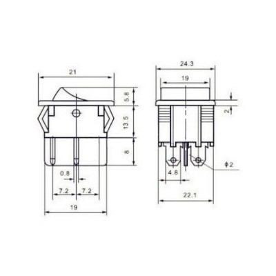 Klavišinis jungiklis KCD5 - 15A/250V - ON-OFF -