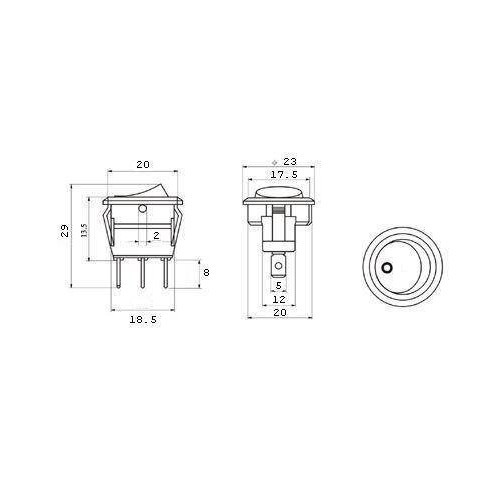 Klavišinis jungiklis - SMRS101-6LDG - 1A/250V - apskritas -
