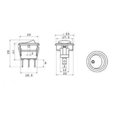 Klavišinis jungiklis - SMRS101-6LDG - 1A/250V - apskritas -