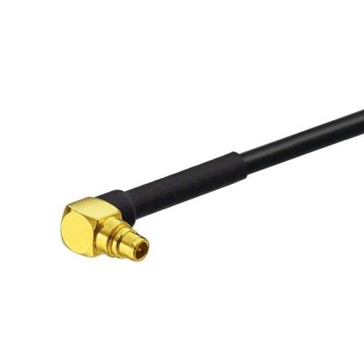 Perėjimas - SMA lizdas į MMCX - kampinis adapteris su 100 mm