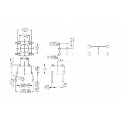 TACT mikrojungiklis 6x6x13 mm - mikro jungiklis - 10 vnt-Mikro