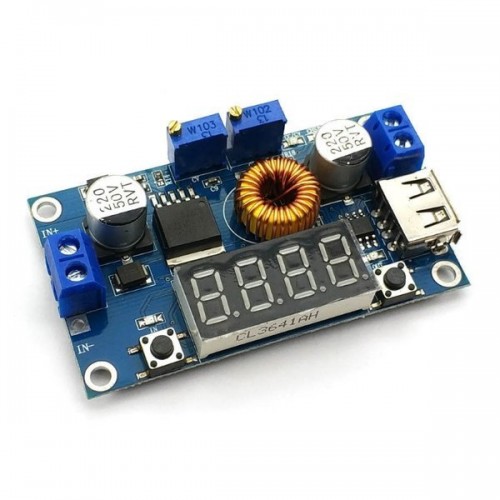 XL4015E keitiklis - 5A - 5-30V 1,3V-30 V STEP-DOWN su voltmetru