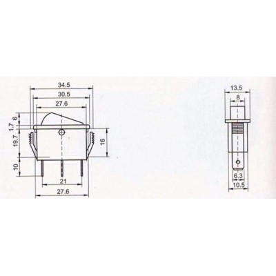 Klavišinis jungiklis KCD3-101N - ON-OFF - 16A -