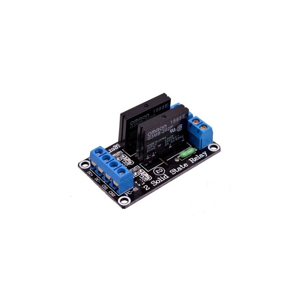 SSR kietojo kūno relės modulis 2 kanalai - 2A/250VAC - 5 V
