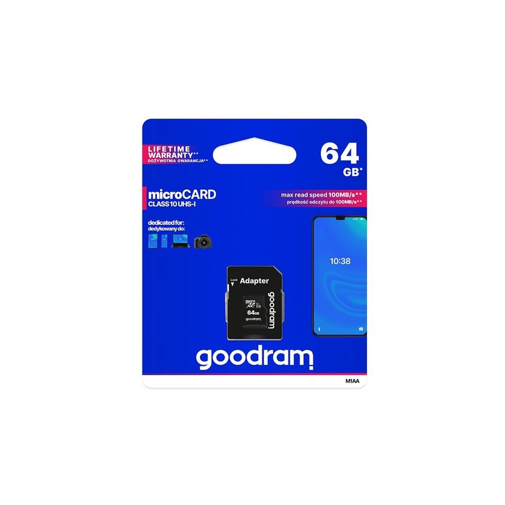 Atminties kortelė GOODRAM micro SD 64 GB su adapteriu-Atminties