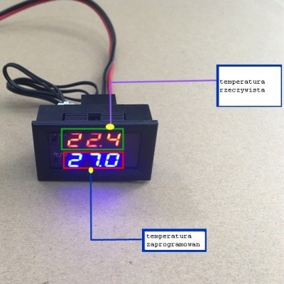 Termostatas 12V W2 -50°C iki 110°C - Raudona-Mėlyna - su