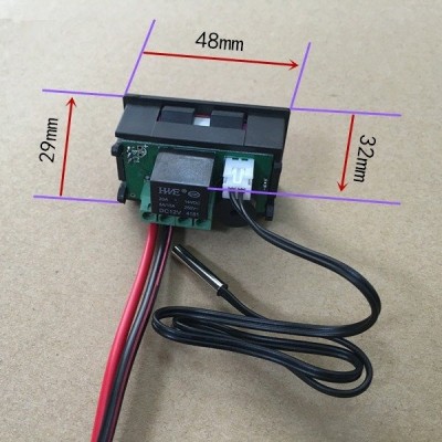 Termostatas 12V W2 -50°C iki 110°C - Raudona-Mėlyna - su