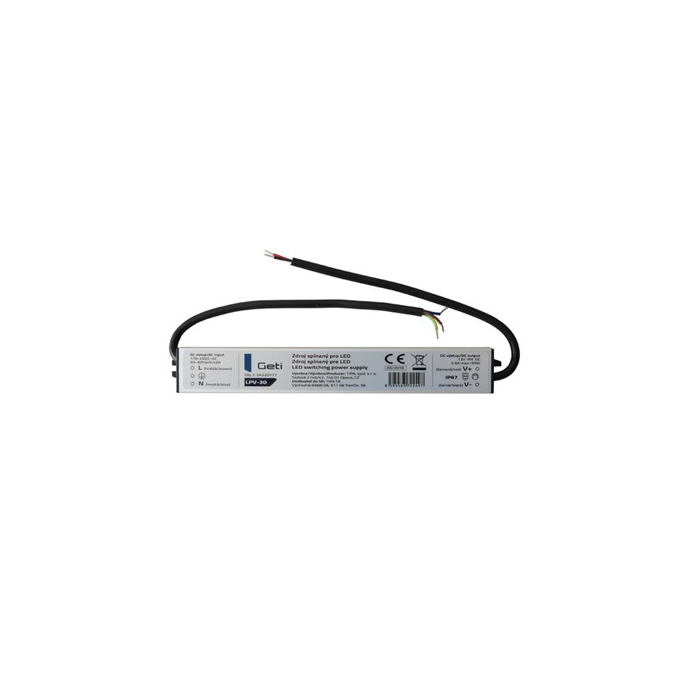 Maitinimo šaltinis LED tvarkyklė 12VDC/ 30W LPV-30, GETI-LED