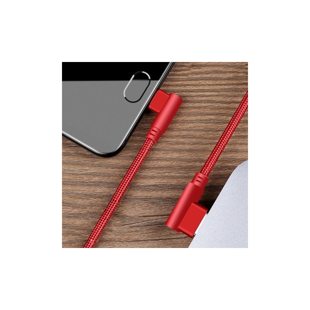 USB laidas - "micro USB - kampu - Raudona 100 cm-Pagrindinis