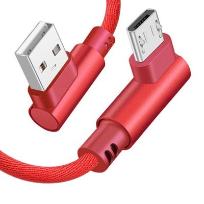 USB laidas - "micro USB - kampu - Raudona 100 cm-Pagrindinis