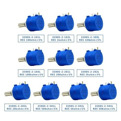Tikslusis potenciometras - daugiapakopė - 1K Ohm - 2W -
