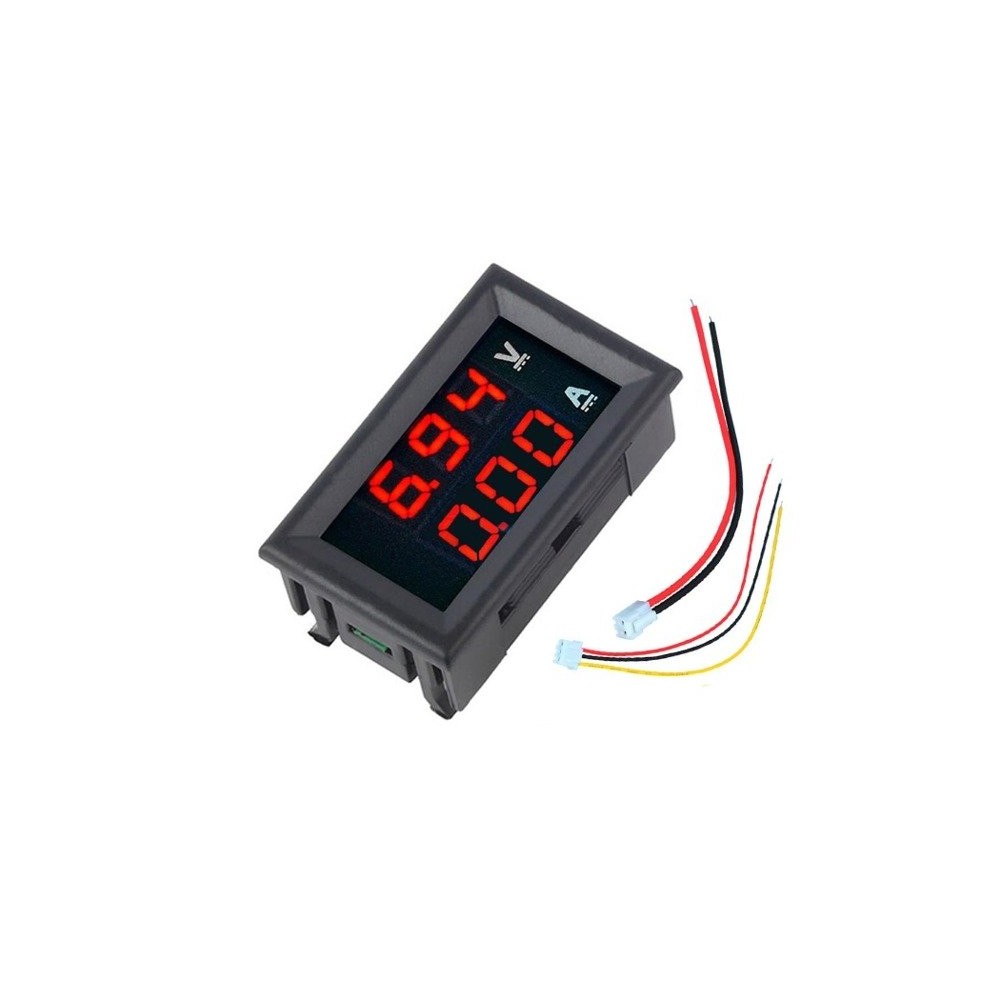 Voltmetras ir ampermetras 0-100V - 50A - 0.28' Raudona/raudona
