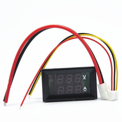 Voltmetras ir ampermetras 0-100V - 50A - 0.28' Raudona/raudona