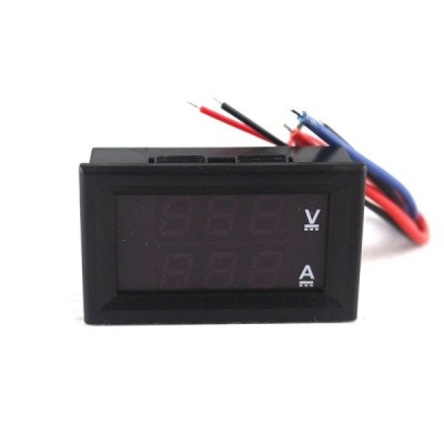 Voltmetras ir ampermetras 0-100V - 50A - 0.28' Raudona/raudona