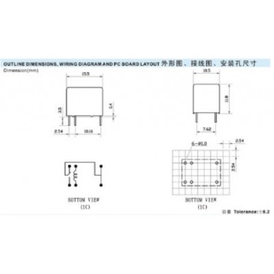 12V relė - HK4100F-DC12V-SHG - 250VAC 3A kontaktai - 30 VDC