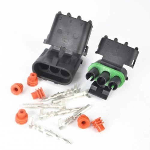 Weatherpack jungtis 3-PIN rinkinys - kištukas ir kištukinis
