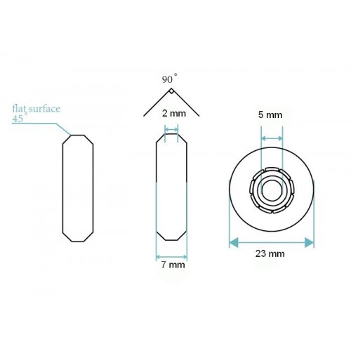 Kreipiamasis ratas 5x23x7 mm - 5 mm ašis - ritininis guolis -