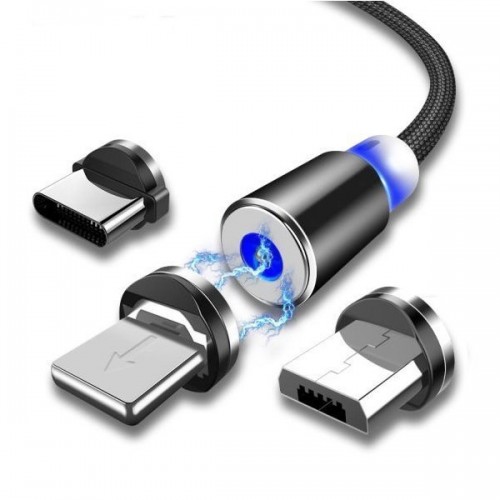 Magnetinis USB laidas - 3w1 - Mikro USB, C tipo USB, Iphone - Magnetinis USB laidas - 3w1 - Mikro USB, C tipo USB, Iphone -