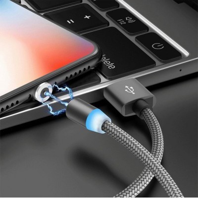 Magnetinis USB laidas - 3w1 - Mikro USB, C tipo USB, Iphone -