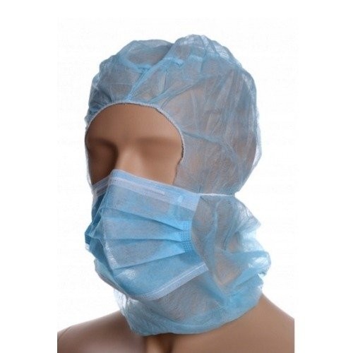 Antivirusinė kaukė su neaustinės medžiagos gobtuvu - mėlyna - Antivirusinė kaukė su neaustinės medžiagos gobtuvu - mėlyna -