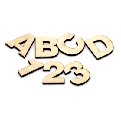 Medinė fanera su abėcėle ir skaičiais 0-9 - Formatas 300x150x3