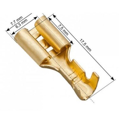 Neizoliuota plokščia lizdo jungtis - 6.3 mm - 1 kabeliui-2.5