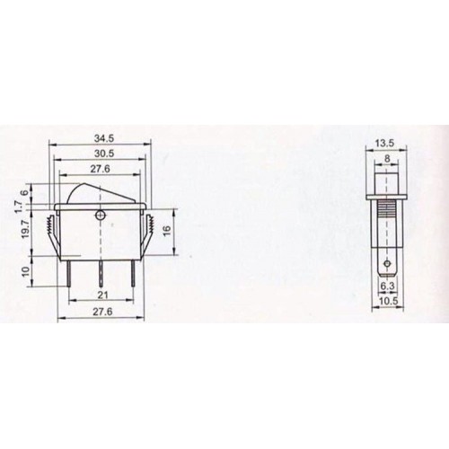 Klavišinis jungiklis KCD3-1 3-poz IRS-103-3C - ON-OFF-ON 15A-