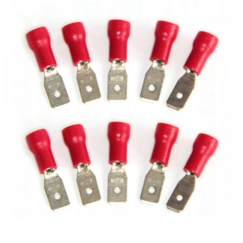 Izoliuota plokščia išorinė jungtis - 6.3 mm - raudona - 1