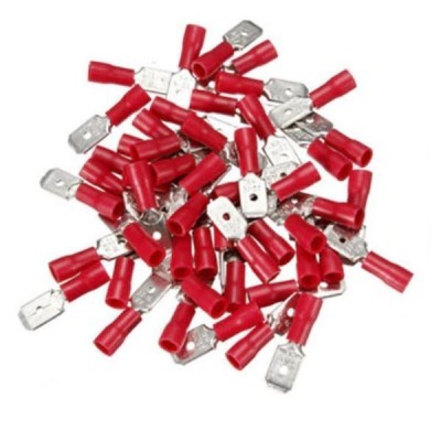 Izoliuota plokščia išorinė jungtis - 6.3 mm - raudona - 1