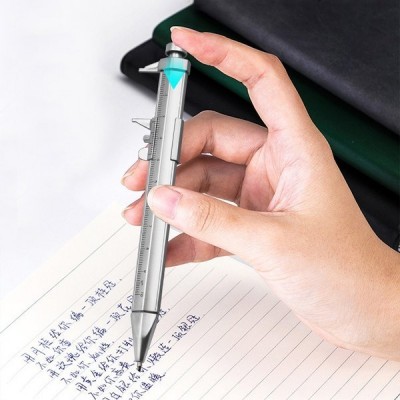 Suveržiklis su rašikliu 0-100 mm - juoda - 2w1 - liniuotė -