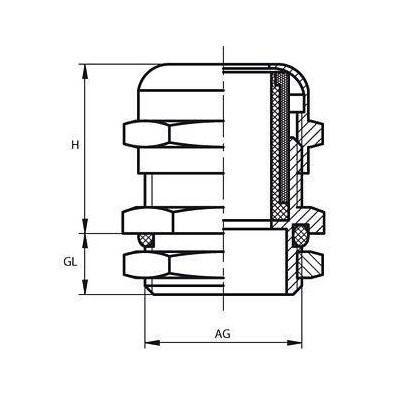 Kabelio įvorė PG16 IP68 - Izoliacijos metalinis įvoris su