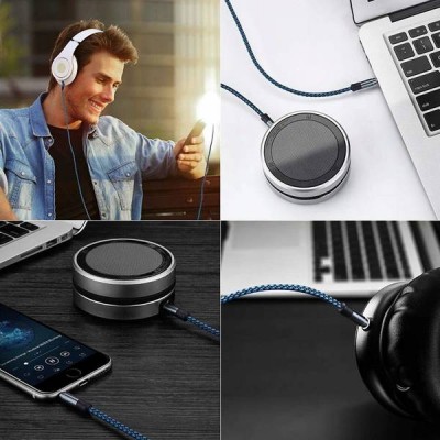 Mini jack 3,5 mm kabelis - 2 m nailono - adapteris 2x mini jack