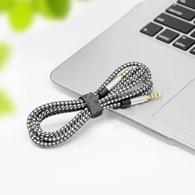 Mini jack 3,5 mm kabelis - 2 m nailono - adapteris 2x mini jack