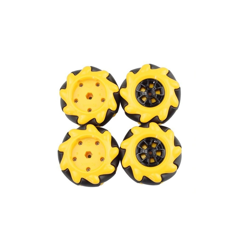 "Mecanum" ratas 60 mm kairė + dešinė - 2 poros - Ratai robotams "Mecanum" ratas 60 mm kairė + dešinė - 2 poros - Ratai robotams