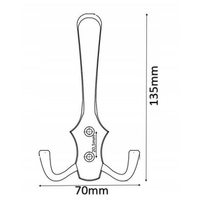 Trigubas sieninis laikiklis - juoda - 13 cm - Metalinis