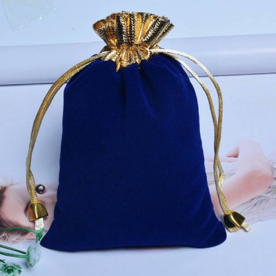 Zomšinis krepšys - mėlyna 12x15cm - Juvelyrinių dirbinių dovanų