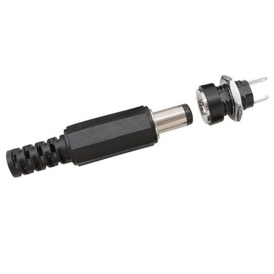 DC 022B 2,1/5,5 mm maitinimo lizdas - prisukamas - Kištukas