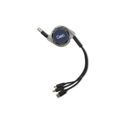 Kabelis GETI GCU 01 USB 3in1 juodas ištraukiamas-Duomenų ir