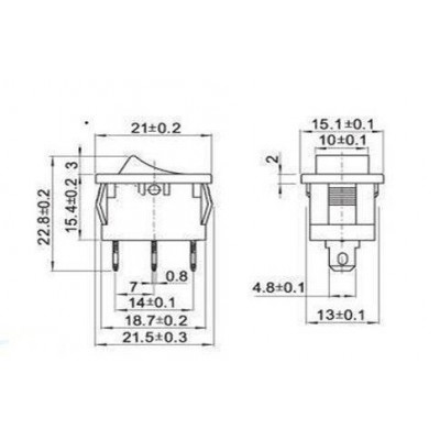 Kibernetinis jungiklis bistabilus KCD1 - juoda - 21x15 mm -