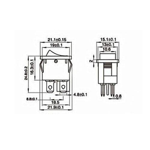Kibernetinis jungiklis bistabilus KCD1-4 - raudona - 15x21 mm - Kibernetinis jungiklis bistabilus KCD1-4 - raudona - 15x21 mm -