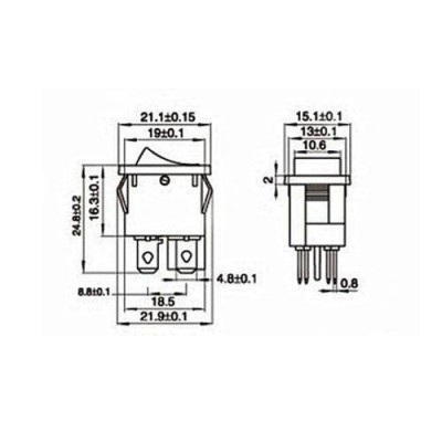 Kibernetinis jungiklis bistabilus KCD1-4 - žalias - 15x21 mm -