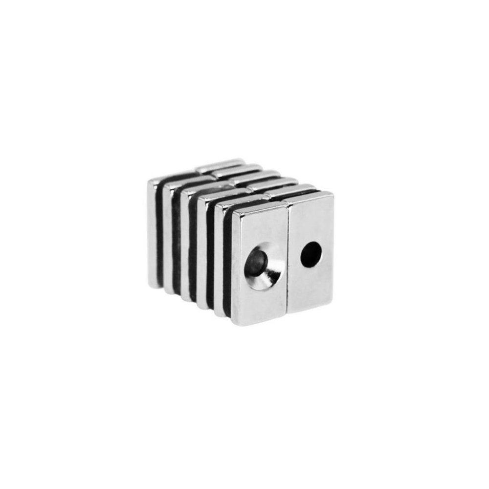 Stačiakampis magnetas 20x10x3-4 mm su 4 mm skyle - N35 -